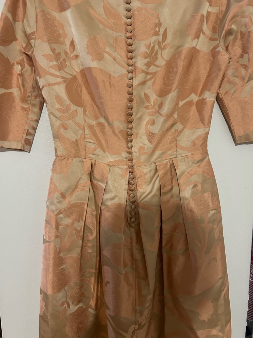 Peach Floral Jacquard Fit-and-Flare Dress - Picture 4 of 4